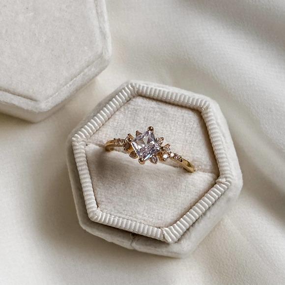 Jewelry - Gold 1 Carat Diamond Square Shape CZ Ring